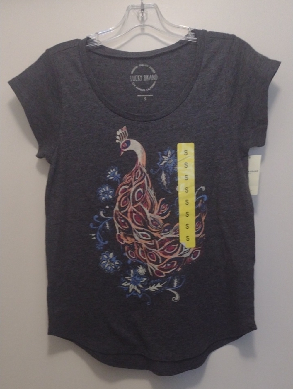 Lucky Brand Charcoal Peacock Graphic Tee (J813)